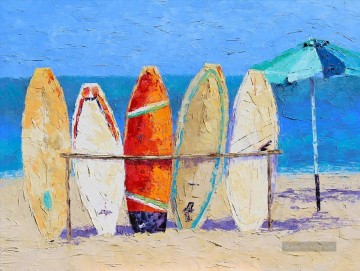 am sandstrand valencia Ölbilder verkaufen - Dschunken am Strand